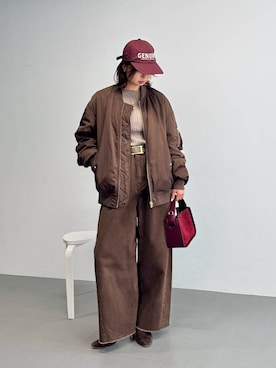 「アイテム（MA-1）」を使った、kanaさん（レディース・163cm）の秋コーディネート