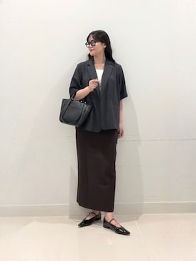 「SENSE OF PLACE by URBAN RESEARCH（センスオブプレイスバイアーバンリサーチ）の『一部WEB限定カラー』『UR TECH DRYLUXE』リネンライクジャケット（テーラードジャケット、グレー系）」を使った、maiさん（レディース・167cm）の秋コーディネート