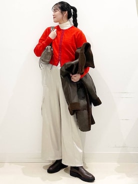 「SENSE OF PLACE by URBAN RESEARCH（センスオブプレイスバイアーバンリサーチ）のFLスクエアボストンバッグ（ボストンバッグ）」を使った、maiさん（レディース・167cm）の冬コーディネート