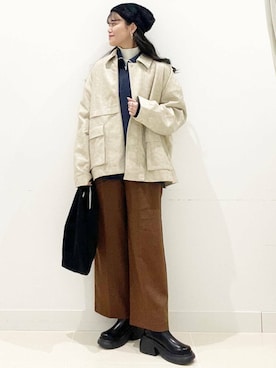 「アイテム（カバーオール）」を使った、maiさん（レディース・167cm）の秋コーディネート
