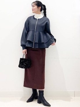 「SENSE OF PLACE by URBAN RESEARCH（センスオブプレイスバイアーバンリサーチ）のポンチタイトスカート（スカート）」を使った、maiさん（レディース・167cm）の冬コーディネート