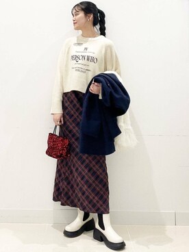 「アイテム（ノーカラーコート）」を使った、maiさん（レディース・167cm）の冬コーディネート