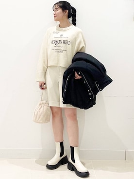 「SENSE OF PLACE by URBAN RESEARCH（センスオブプレイスバイアーバンリサーチ）の『消臭』サイドゴアボリュームソールブーツ（ブーツ）」を使った、maiさん（レディース・167cm）の冬コーディネート