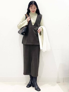 「SMELLY（スメリー）のアイテム（ピアス（両耳用））」を使った、maiさん（レディース・167cm）の冬コーディネート