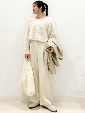 「SMELLY（スメリー）のアイテム（ピアス（両耳用））」を使った、maiさん（レディース・167cm）の冬コーディネート