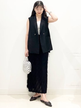 「RODE SKO（ロデスコ）の編み込みリングバッグ（ハンドバッグ）」を使った、mai49さん（レディース・167cm）の夏コーディネート