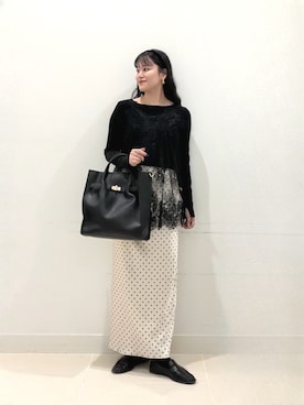 「SENSE OF PLACE by URBAN RESEARCH（センスオブプレイスバイアーバンリサーチ）のヴィンテージライクレースキャミソール（キャミソール、ブラック系）」を使った、maiさん（レディース・167cm）の秋コーディネート