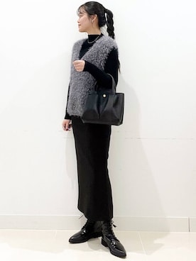 「アイテム（ヘアゴム）」を使った、maiさん（レディース・167cm）の冬コーディネート