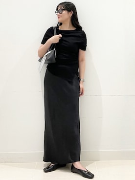 「SENSE OF PLACE by URBAN RESEARCH（センスオブプレイスバイアーバンリサーチ）の【S~Lサイズ/軽量】『抗菌』スクエアカットフラットシューズ 通勤/オフィス/シンプル/きれいめ（その他シューズ、ブラック系）」を使った、maiさん（レディース・167cm）の春コーディネート