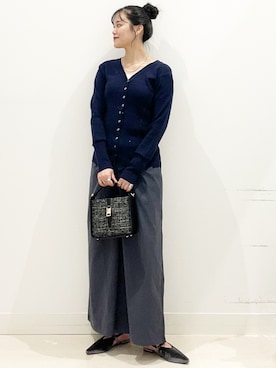 「SENSE OF PLACE by URBAN RESEARCH（センスオブプレイスバイアーバンリサーチ）のパッチワークVネックカーディガン（カーディガン/ボレロ）」を使った、maiさん（レディース・167cm）の秋コーディネート