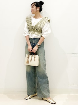 「アイテム（ピアス（両耳用）、ホワイト系）」を使った、maiさん（レディース・167cm）の秋コーディネート