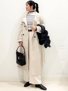 「SENSE OF PLACE by URBAN RESEARCH（センスオブプレイスバイアーバンリサーチ）のアイテム（ステンカラーコート）」を使った、mai49さん（レディース・167cm）の冬コーディネート