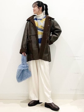 「SENSE OF PLACE by URBAN RESEARCH（センスオブプレイスバイアーバンリサーチ）のニュアンスパターンラメセーター（ニット/セーター）」を使った、maiさん（レディース・167cm）の冬コーディネート