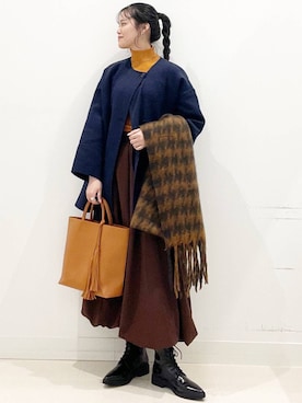 「SMELLY（スメリー）のアイテム（ピアス（両耳用））」を使った、maiさん（レディース・167cm）の冬コーディネート