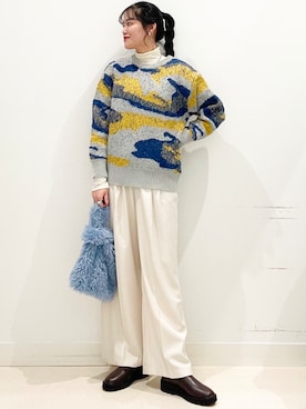 「SENSE OF PLACE by URBAN RESEARCH（センスオブプレイスバイアーバンリサーチ）のニュアンスパターンラメセーター（ニット/セーター）」を使った、maiさん（レディース・167cm）の冬コーディネート