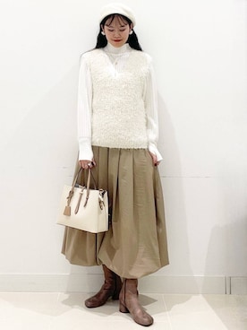 「SMELLY（スメリー）のアイテム（ピアス（両耳用））」を使った、maiさん（レディース・167cm）の冬コーディネート