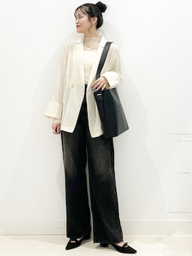 「SMELLY（スメリー）のアイテム（ピアス（両耳用））」を使った、maiさん（レディース・167cm）の秋コーディネート