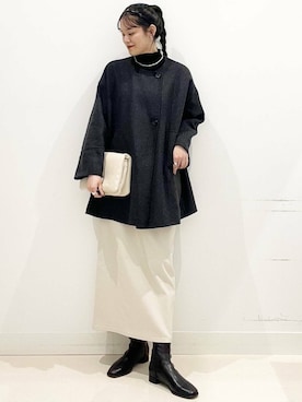 「アイテム（ノーカラーコート）」を使った、maiさん（レディース・167cm）の秋コーディネート