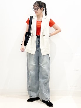 「アイテム（Tシャツ/カットソー）」を使った、maiさん（レディース・167cm）の夏コーディネート