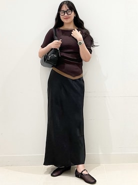 「SENSE OF PLACE by URBAN RESEARCH（センスオブプレイスバイアーバンリサーチ）の『軽量』メッシュフラットシューズ（パンプス、ブラック系）」を使った、maiさん（レディース・167cm）の春コーディネート