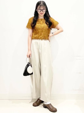 「SMELLY（スメリー）のワイドフレームダテメガネ（メガネ）」を使った、mai49さん（レディース・167cm）の夏コーディネート