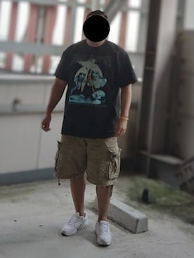 「アイテム（カーゴパンツ）」を使った、90kumakumaさん（メンズ・175cm）の夏コーディネート