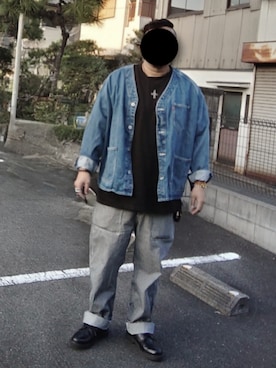 「アイテム（カバーオール）」を使った、90kumakumaさん（メンズ・175cm）の秋コーディネート