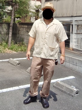 「アイテム（チノパンツ）」を使った、90kumakumaさん（メンズ・175cm）の夏コーディネート