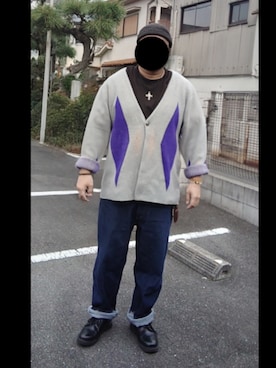 「アイテム（デニムパンツ）」を使った、90kumakumaさん（メンズ・175cm）の秋コーディネート