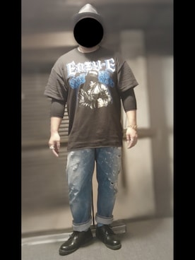 「アイテム（デニムパンツ）」を使った、90kumakumaさん（メンズ・175cm）の秋コーディネート