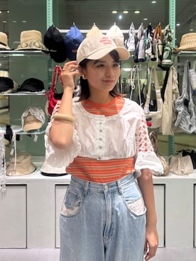 「アイテム（バングル/リストバンド、ベージュ系）」を使った、yuuu1111naさん（レディース・159cm）の夏コーディネート
