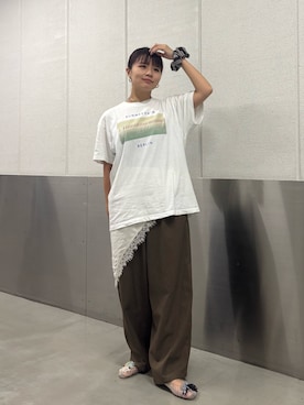 「SMELLY（スメリー）のステンレススリムネックカフ（ネックレス、シルバー系）」を使った、ユウナさん（レディース・159cm）の夏コーディネート