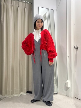 「アイテム（オールインワン・サロペット）」を使った、ユウナさん（レディース・159cm）の冬コーディネート