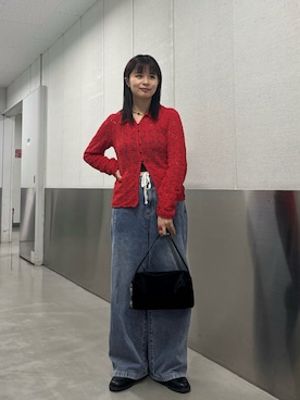 「SMELLY（スメリー）のハートビーズ2セットリング（リング、レッド系）」を使った、ユウナさん（レディース・158cm）の春コーディネート