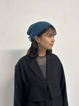 「アイテム（バンダナ/スカーフ）」を使った、ユウナさん（レディース・158cm）の冬コーディネート