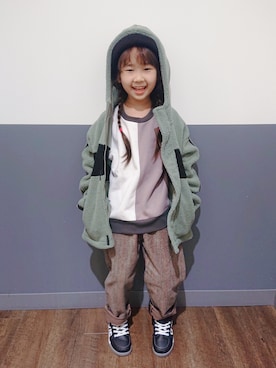 「KANGOL（カンゴール）のアイテム（ジャケット/アウター）」を使った、yuuさん（キッズ・120cm）の秋コーディネート