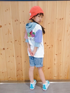 「COLEMAN（コールマン）のアイテム（キャップ）」を使った、yuuさん（キッズ・120cm）の夏コーディネート