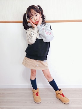 「FILA（フィラ）のアイテム（スウェット）」を使った、yuuさん（キッズ・120cm）の冬コーディネート