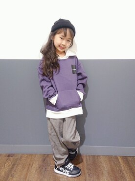 「KANGOL（カンゴール）のアイテム（スウェット）」を使った、yuuさん（キッズ・120cm）の秋コーディネート