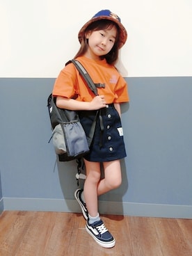 「アイテム（スカート、ブラック系）」を使った、yuuさん（キッズ・125cm）の春コーディネート