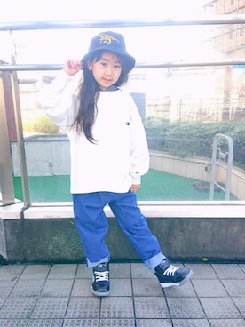 「MPS（エムピーエス）のアイテム（帽子）」を使った、yuuさん（キッズ・120cm）の秋コーディネート