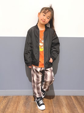 「アイテム（ブルゾン、ブラック系）」を使った、yuuさん（キッズ・123cm）の秋コーディネート