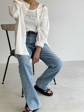 「CANAL JEAN（キャナルジーン）のアイテム（シャツ/ブラウス）」を使った、JOY☺︎さん（レディース・155cm）の夏コーディネート