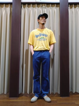 「FedEX（フェデックス）のアイテム（帽子）」を使った、いっぺーさん（メンズ・173cm）の春コーディネート