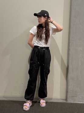 「黒」｜「アイテム（帽子）」を使った、RIKOさん（レディース・160cm）の夏コーディネート