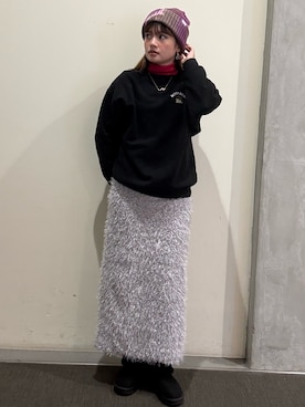 「arth（アース）のarth  Tie-dye Knit Watch / アース（ニットキャップ/ビーニー、ブラウン系）」を使った、RIKOさん（レディース・160cm）の春コーディネート