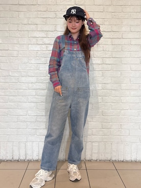 「NEW ERA（ニューエラ）のNEW ERA    Pillbox Adjustablee / ニューエラ（キャップ、ブルー系）」を使った、RIKOさん（レディース・160cm）の春コーディネート