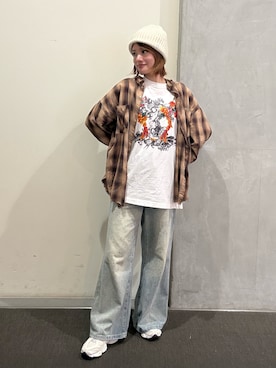 「arth（アース）のアイテム（帽子）」を使った、RIKOさん（レディース・160cm）の秋コーディネート