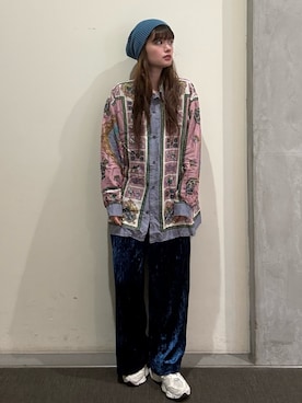 「OVERRIDE（オーバーライド）のOVERRIDE  OGC MESH BEANIE / オーバーライド（ニットキャップ/ビーニー、ブルー系）」を使った、RIKOさん（レディース・160cm）の春コーディネート