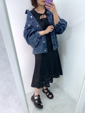 「OLIVE des OLIVE（オリーブデオリーブ）のアイテム（デニムジャケット）」を使った、s13_oliveさん（レディース・158cm）の春コーディネート